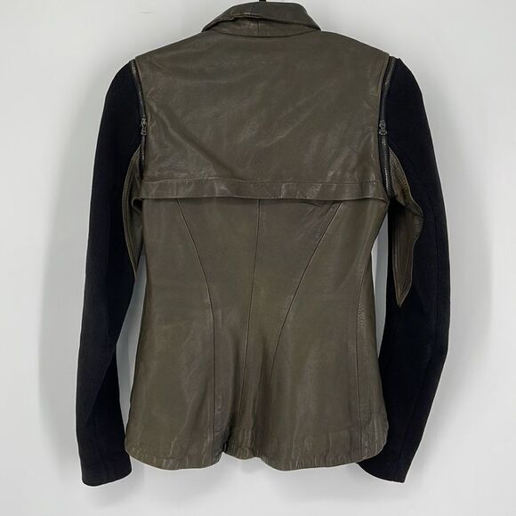 Improvd Knit Sleeve Lambskin Leather Moto Jacket - Picture 9 of 16